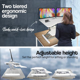FORTIA 83CM DESK RISER OFFICE SHELF STANDUP SIT STAND