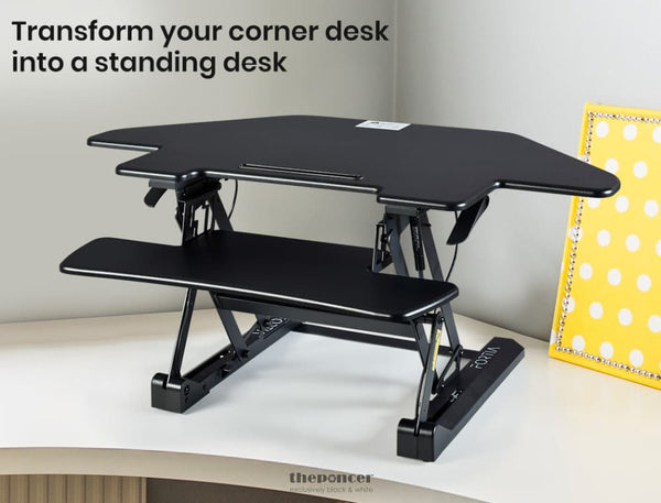 FORTIA CORNER DESK RISER 110CM WIDE ADJUSTABLE SIT TO STAND