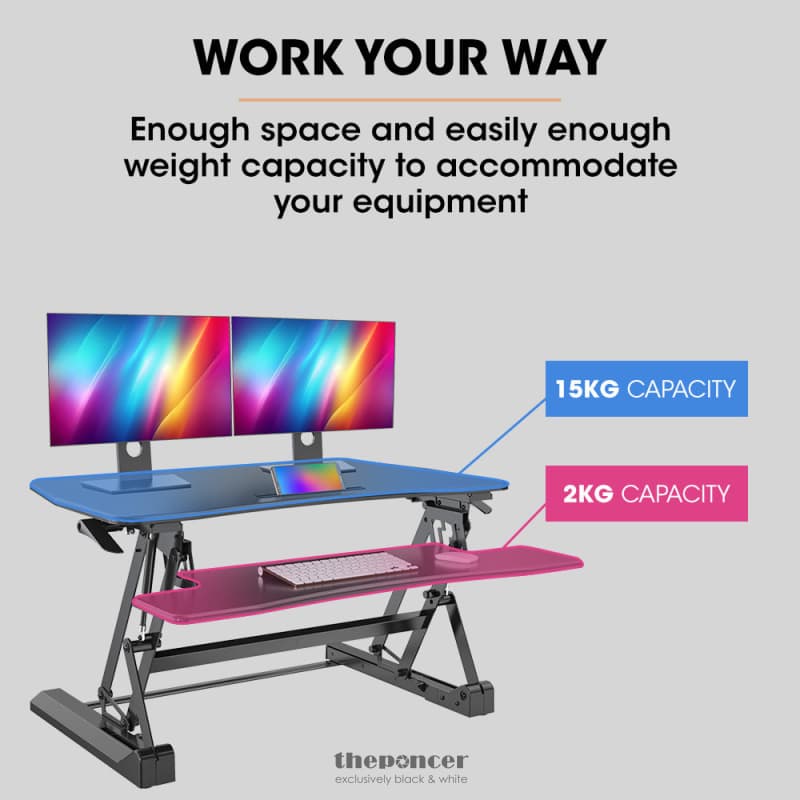 FORTIA DESK RISER 90CM WIDE ADJUSTABLE SIT TO STAND