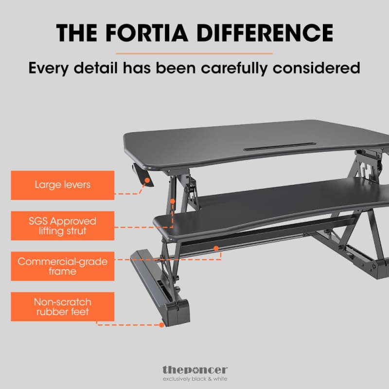 FORTIA DESK RISER 90CM WIDE ADJUSTABLE SIT TO STAND