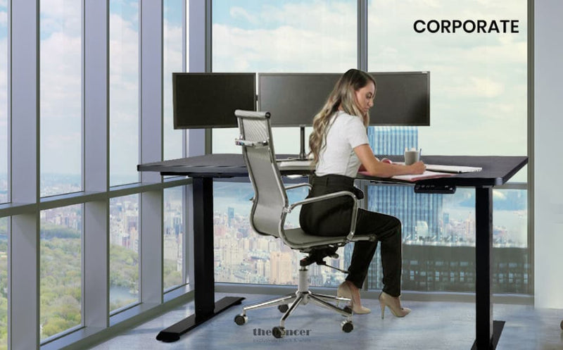 FORTIA L SHAPED SIT TO STAND UP CORNER STANDING DESK 72