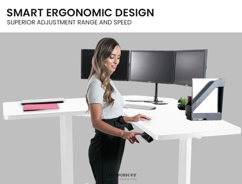 FORTIA SIT TO STAND UP CORNER STANDING DESK 72 - 120CM DUAL