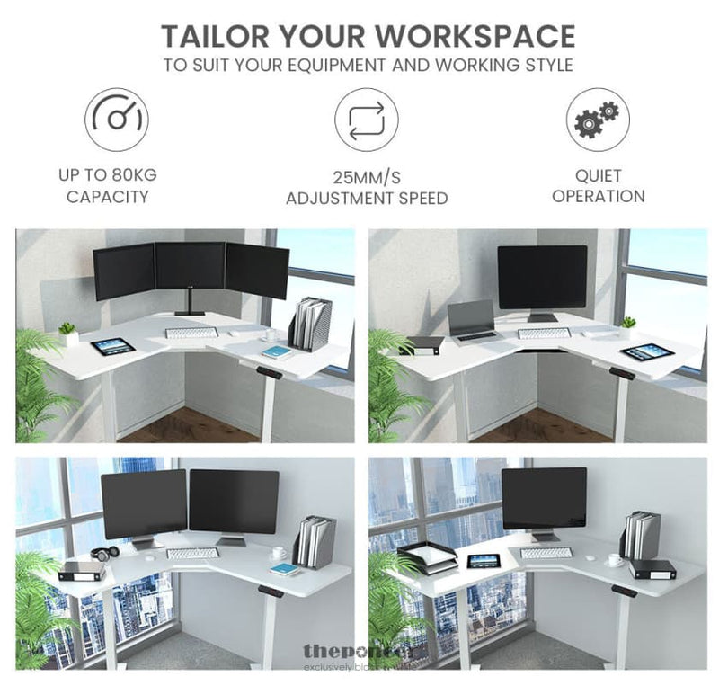 FORTIA SIT TO STAND UP CORNER STANDING DESK 72 - 120CM DUAL