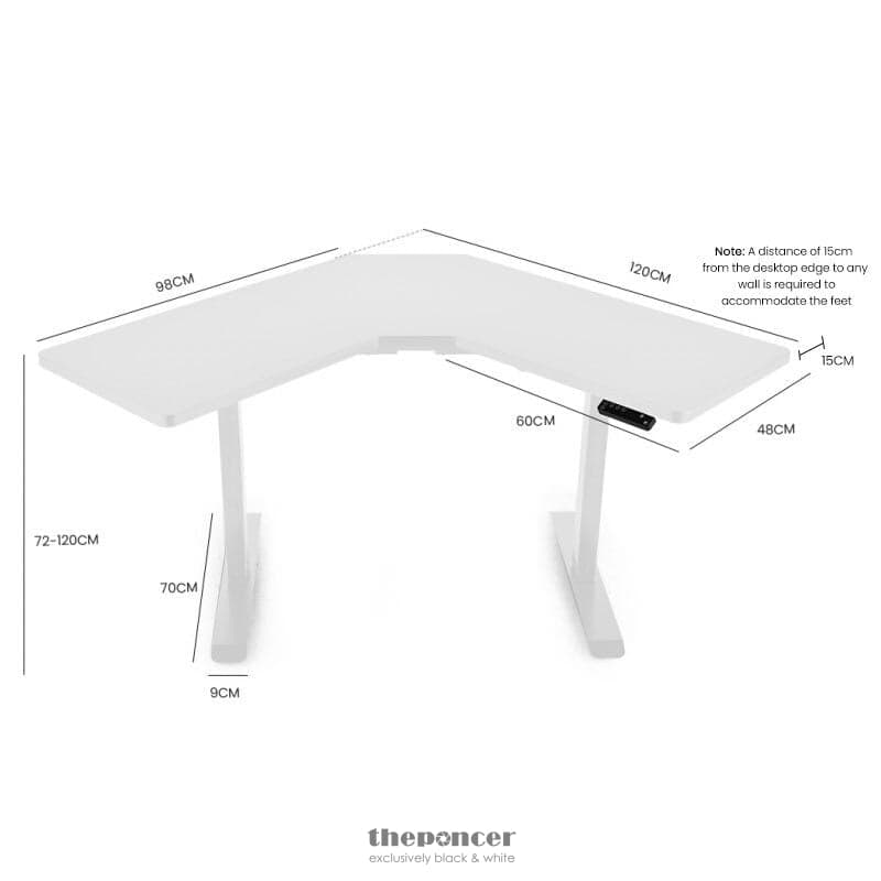 FORTIA SIT TO STAND UP CORNER STANDING DESK 72 - 120CM DUAL