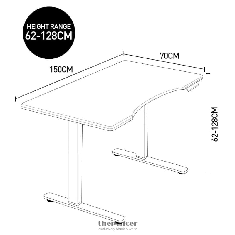 FORTIA SIT TO STAND UP STANDING DESK 150X70CM 62 - 128CM