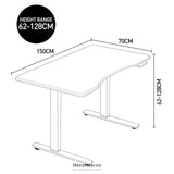 FORTIA SIT TO STAND UP STANDING DESK 150X70CM 62 - 128CM