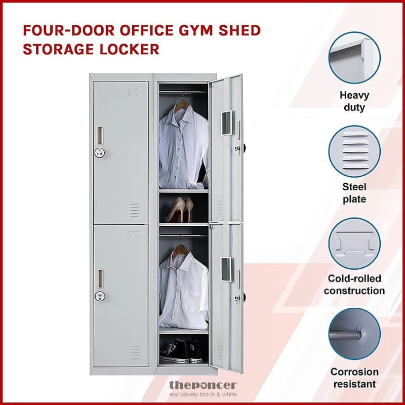 FOUR-DOOR OFFICE GYM SHED STORAGE LOCKER