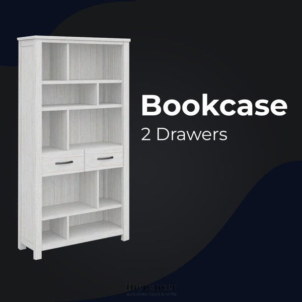 FOXGLOVE BOOKSHELF BOOKCASE 5 TIER 2 DRAWERS SOLID MT ASH