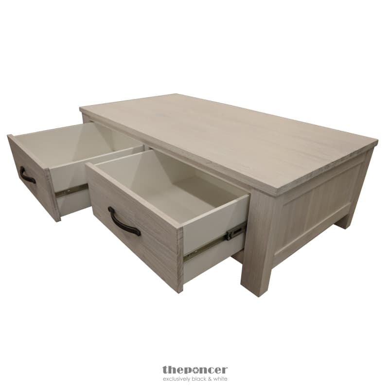 FOXGLOVE COFFEE TABLE 127CM 2 DRAWER SOLID MT ASH TIMBER