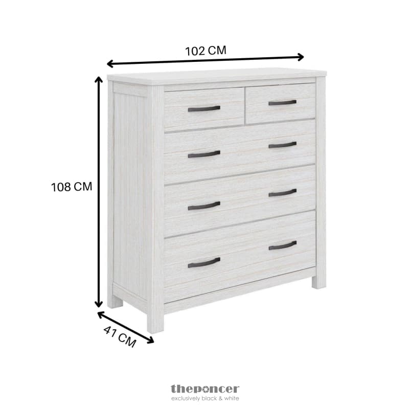 FOXGLOVE TALLBOY 5 CHEST OF DRAWERS SOLID ASH WOOD BED