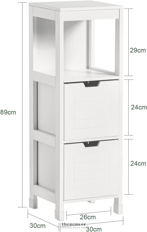 FREESTANDING CABINET 2 DRAWERS SHELF CUPBOARD