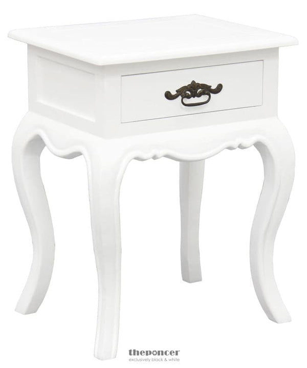 FRENCH PROVINCIAL 1 DRAWER LAMP TABLE (WHITE)