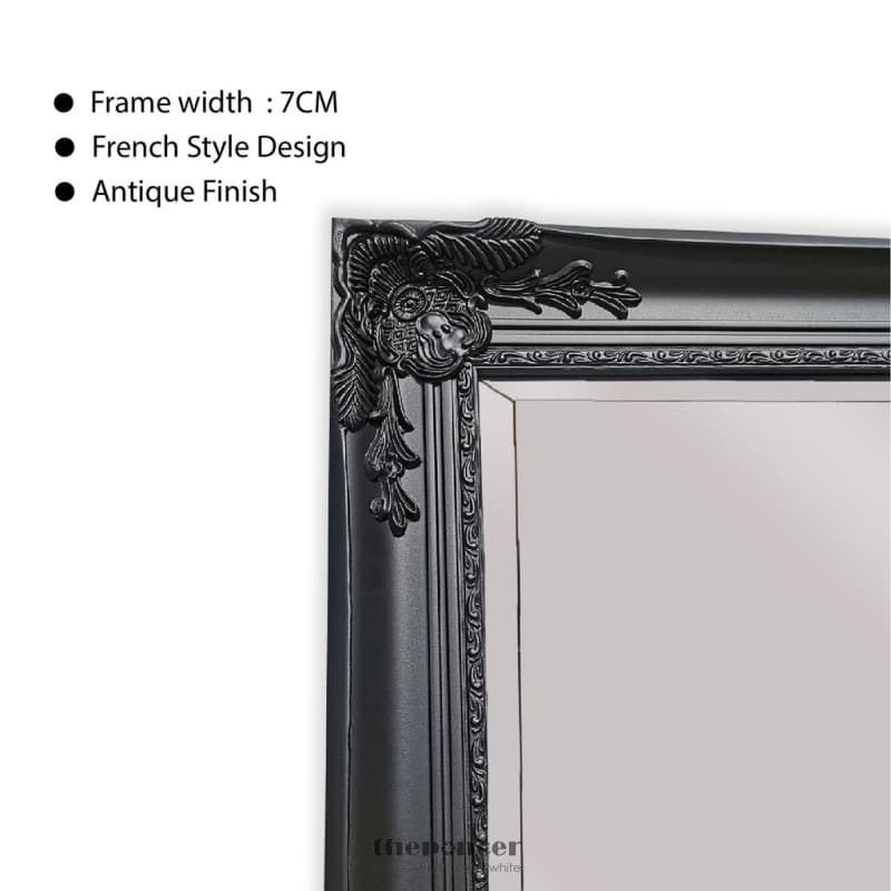 FRENCH PROVINCIAL ORNATE MIRROR - BLACK - MEDIUM 70CM X