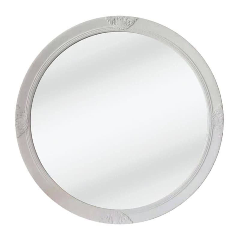 FRENCH PROVINCIAL ORNATE ROUND MIRROR - WHITE