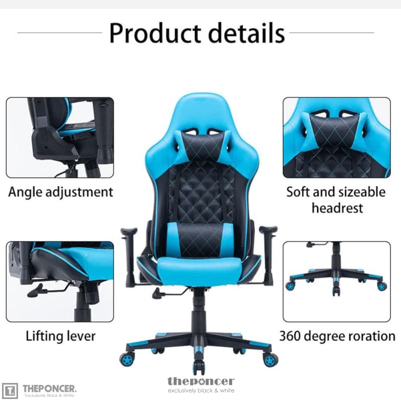 GAMING CHAIR ERGONOMIC RACING 165° RECLINING SEAT 3D