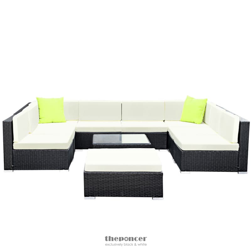 GARDEON 10-PIECE OUTDOOR SOFA SET WICKER COUCH LOUNGE