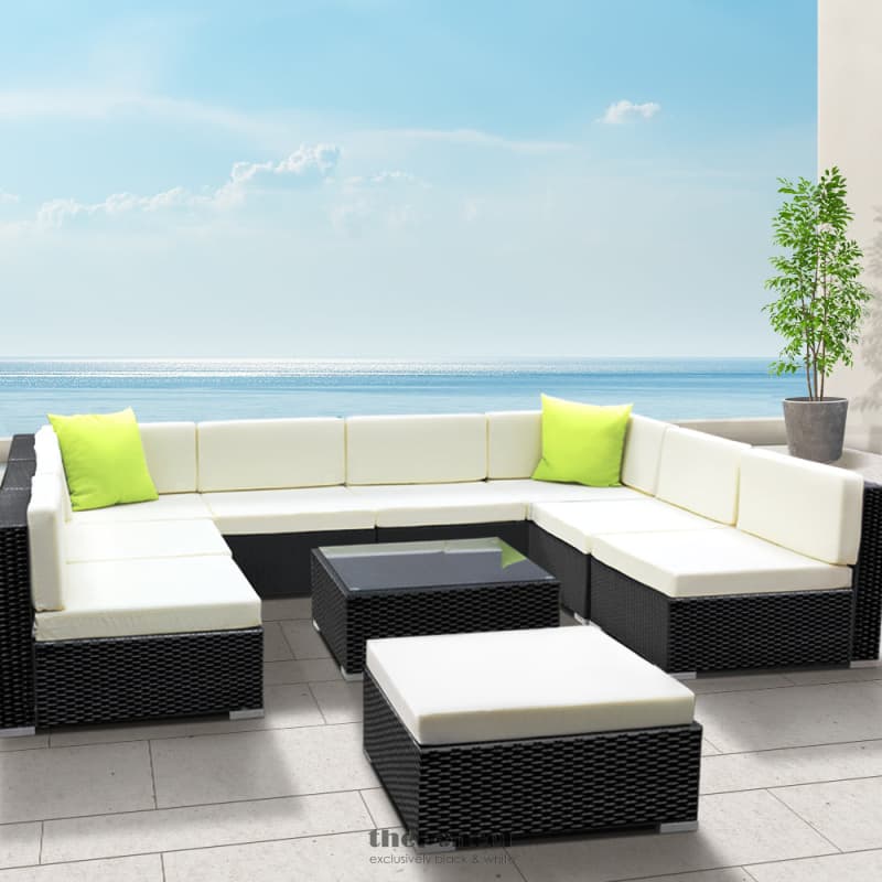 GARDEON 10-PIECE OUTDOOR SOFA SET WICKER COUCH LOUNGE