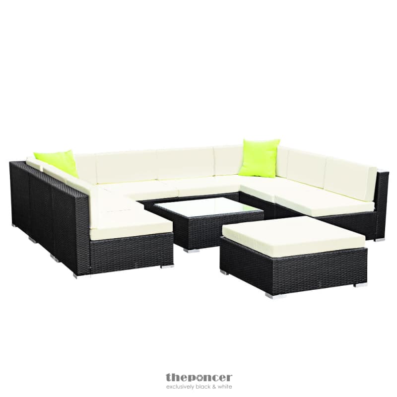 GARDEON 10-PIECE OUTDOOR SOFA SET WICKER COUCH LOUNGE