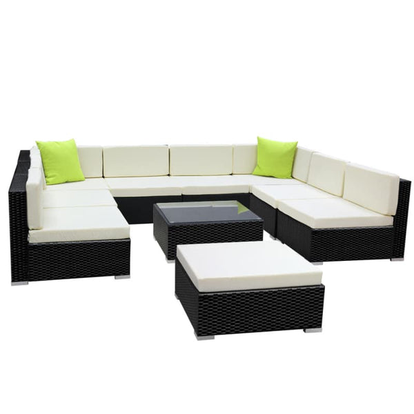 GARDEON 10-PIECE OUTDOOR SOFA SET WICKER COUCH LOUNGE