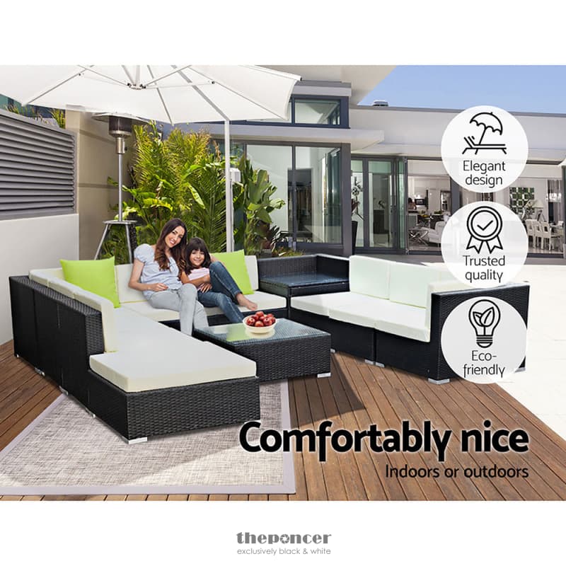 GARDEON 11PC OUTDOOR FURNITURE SOFA SET WICKER GARDEN PATIO