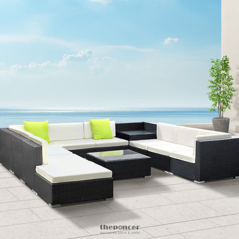 GARDEON 11PC OUTDOOR FURNITURE SOFA SET WICKER GARDEN PATIO