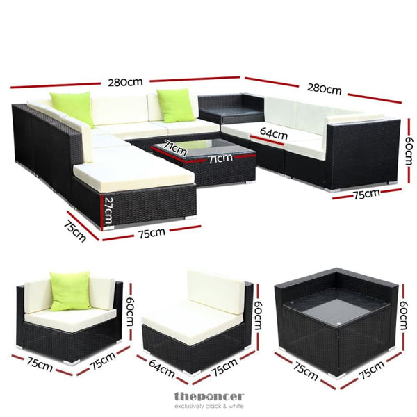 GARDEON 11PC SOFA SET WITH STORAGE COVER OUTDOOR FURNITURE