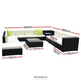 GARDEON 12PC SOFA SET WITH STORAGE COVER OUTDOOR FURNITURE