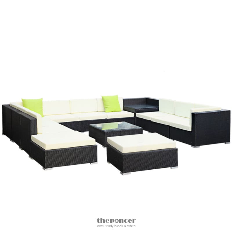 GARDEON 13-PIECE OUTDOOR SOFA SET WICKER COUCH LOUNGE