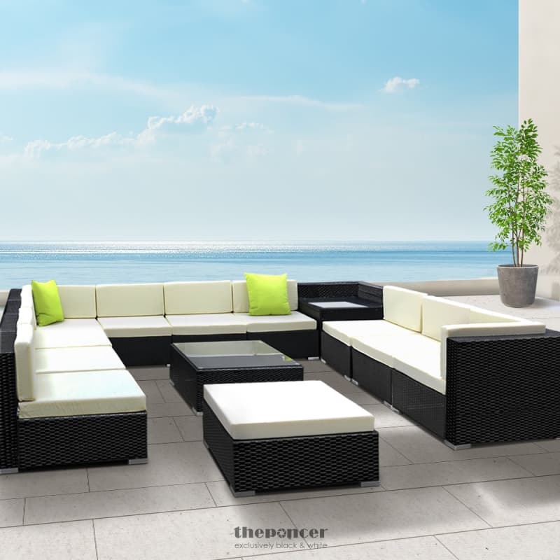 GARDEON 13-PIECE OUTDOOR SOFA SET WICKER COUCH LOUNGE