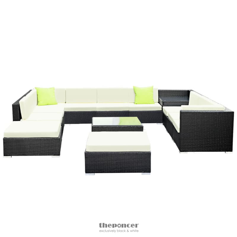 GARDEON 13-PIECE OUTDOOR SOFA SET WICKER COUCH LOUNGE