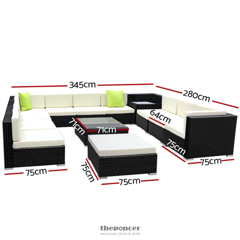 GARDEON 13-PIECE OUTDOOR SOFA SET WICKER COUCH LOUNGE