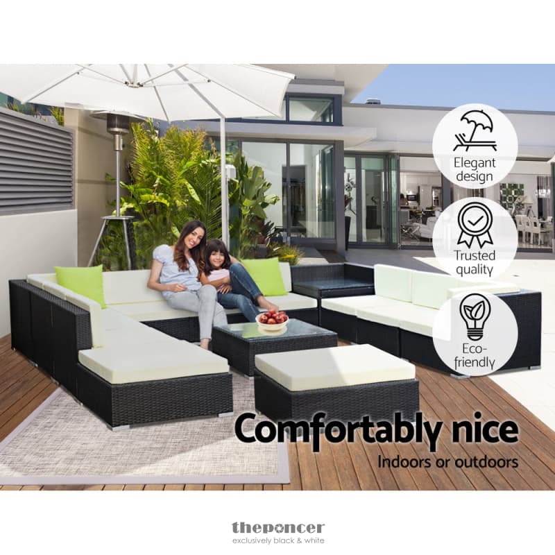 GARDEON 13-PIECE OUTDOOR SOFA SET WICKER COUCH LOUNGE