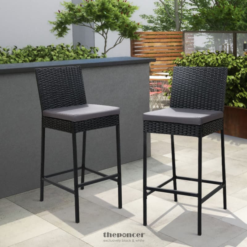 GARDEON 2-PIECE OUTDOOR BAR STOOLS DINING CHAIR BAR STOOLS