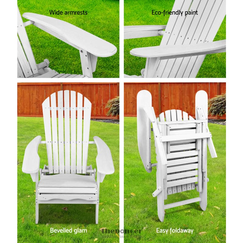 GARDEON 2PC ADIRONDACK OUTDOOR CHAIRS WOOD FOLDABLE SUN