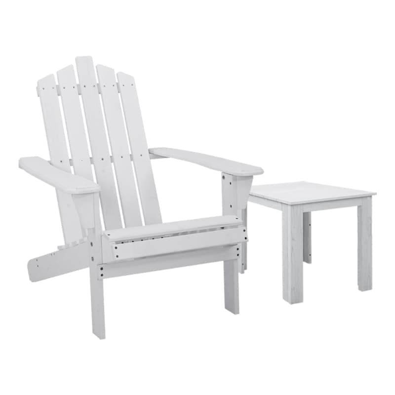 GARDEON 2PC ADIRONDACK OUTDOOR TABLE AND CHAIR WOODEN BEACH