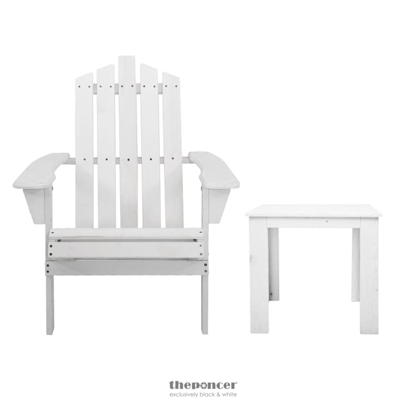 GARDEON 2PC ADIRONDACK OUTDOOR TABLE AND CHAIR WOODEN BEACH