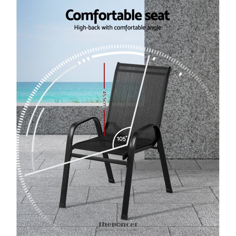 GARDEON 2PC OUTDOOR DINING CHAIRS STACKABLE LOUNGE CHAIR