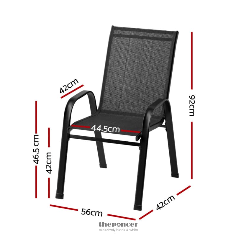 GARDEON 2PC OUTDOOR DINING CHAIRS STACKABLE LOUNGE CHAIR