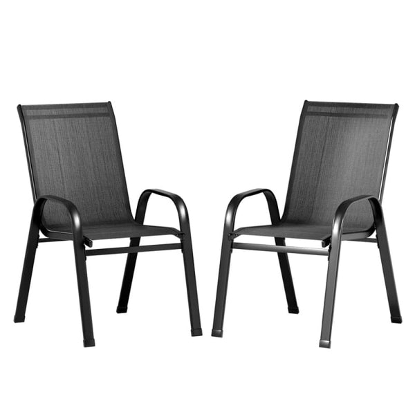 GARDEON 2PC OUTDOOR DINING CHAIRS STACKABLE LOUNGE CHAIR