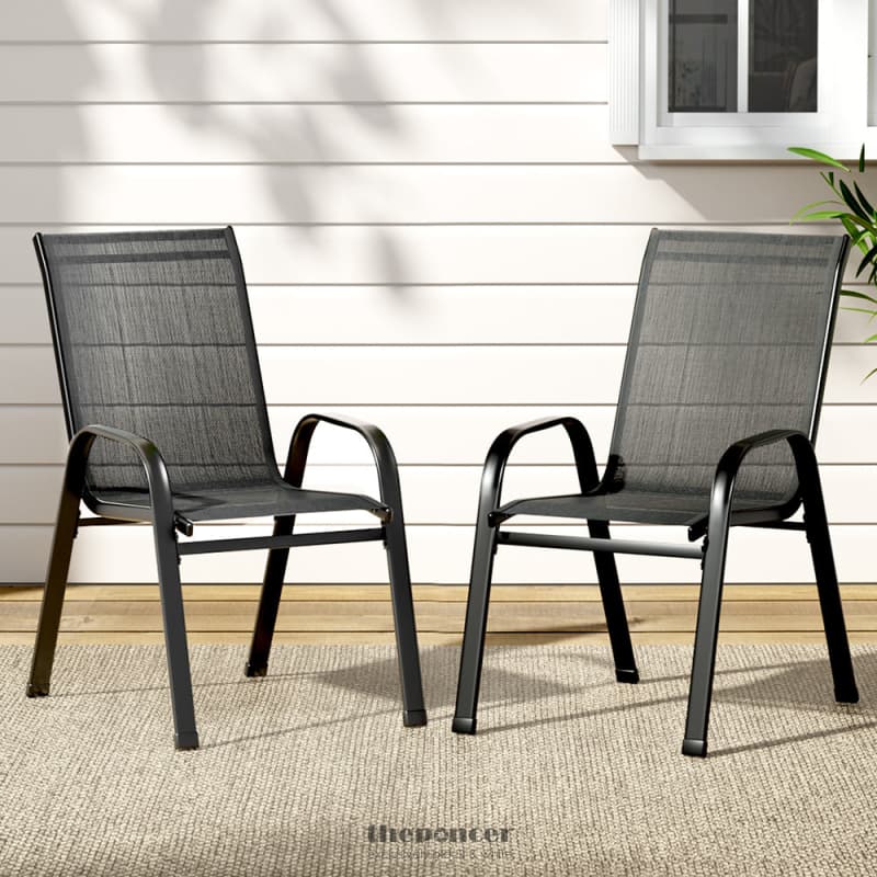 GARDEON 2PC OUTDOOR DINING CHAIRS STACKABLE LOUNGE CHAIR