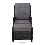 GARDEON 2PC RECLINER CHAIR SUN LOUNGE WICKER LOUNGER