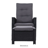 GARDEON 2PC RECLINER CHAIRS SUN LOUNGE WICKER LOUNGER