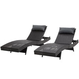 GARDEON 2PC SUN LOUNGE WICKER LOUNGER OUTDOOR FURNITURE