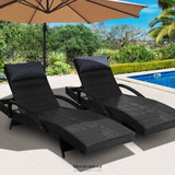 GARDEON 2X SUN LOUNGE WICKER LOUNGER OUTDOOR FURNITURE