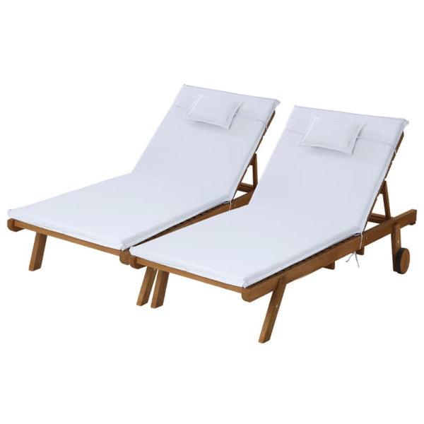 GARDEON 2X SUN LOUNGE WOODEN LOUNGER OUTDOOR FURNITURE DAY