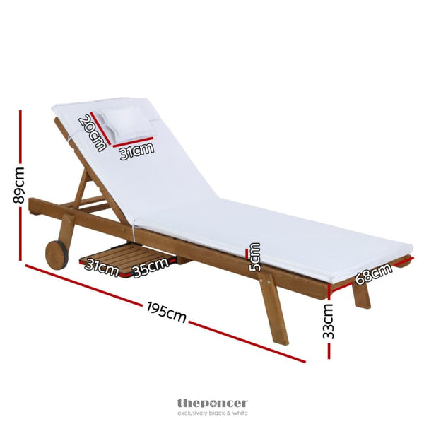 GARDEON 2X SUN LOUNGE WOODEN LOUNGER OUTDOOR FURNITURE DAY