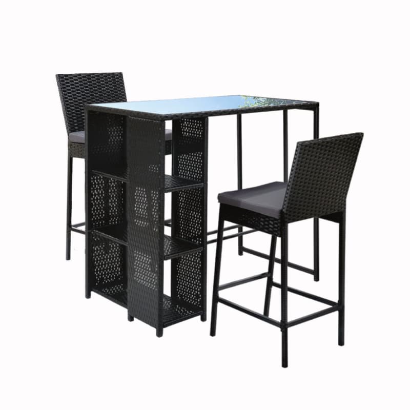 GARDEON 3-PIECE OUTDOOR BAR SET PATIO DINING CHAIRS WICKER