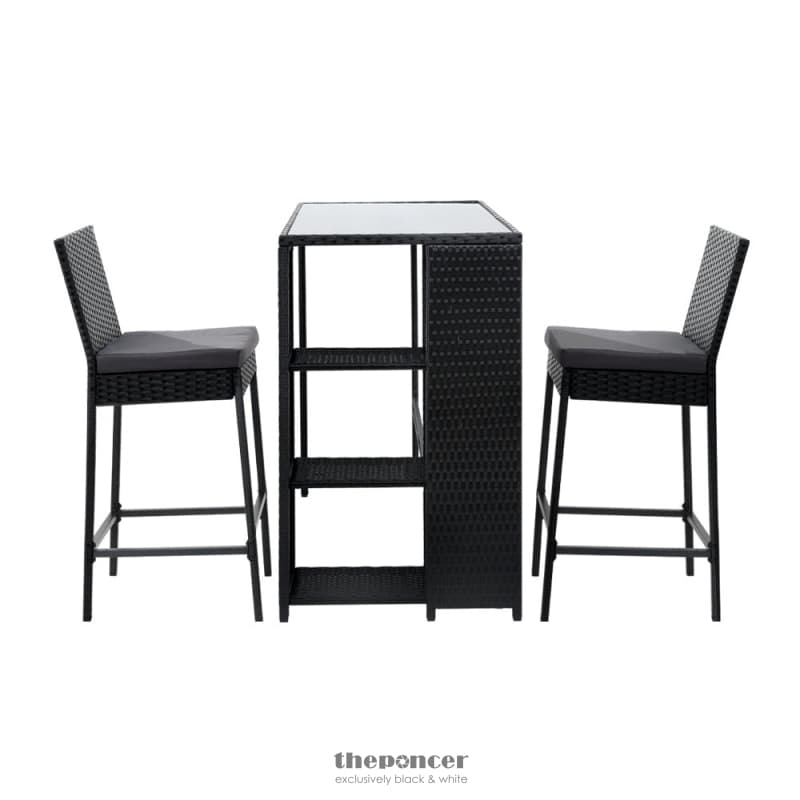 GARDEON 3-PIECE OUTDOOR BAR SET PATIO DINING CHAIRS WICKER