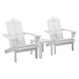 GARDEON 3PC ADIRONDACK OUTDOOR TABLE AND CHAIRS WOODEN