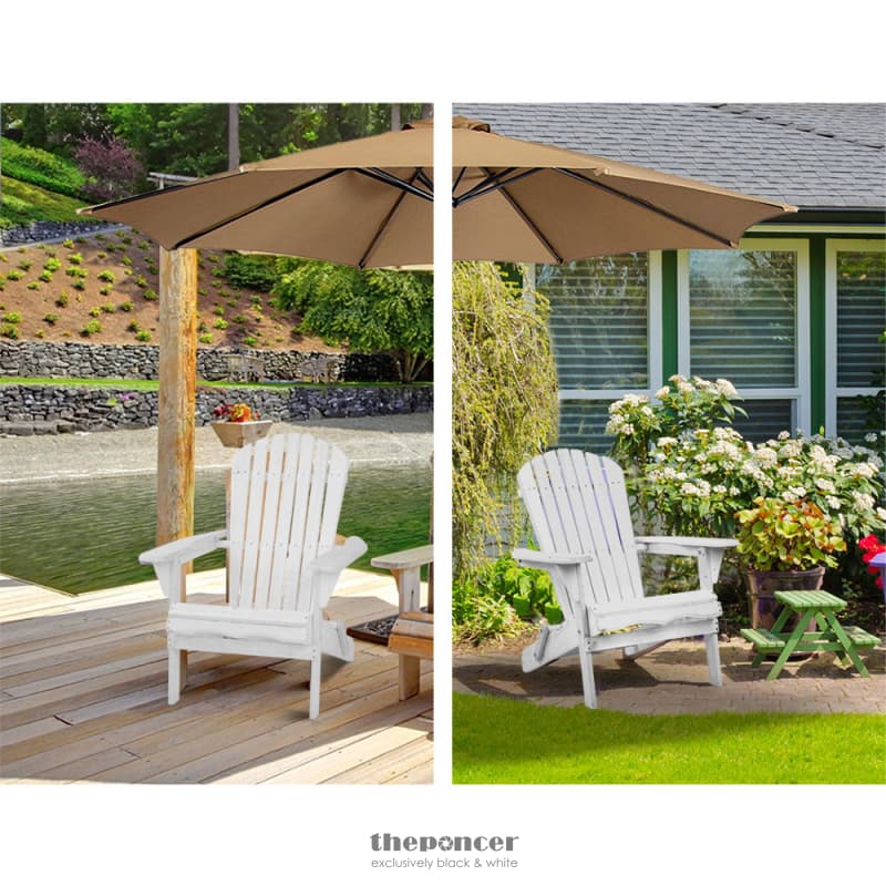 GARDEON 3PC ADIRONDACK OUTDOOR TABLE AND CHAIRS WOODEN